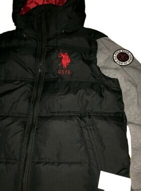 U.S. Polo Assn Women’s Long Sleeve Vest Black Grey Size Medium Zip Front